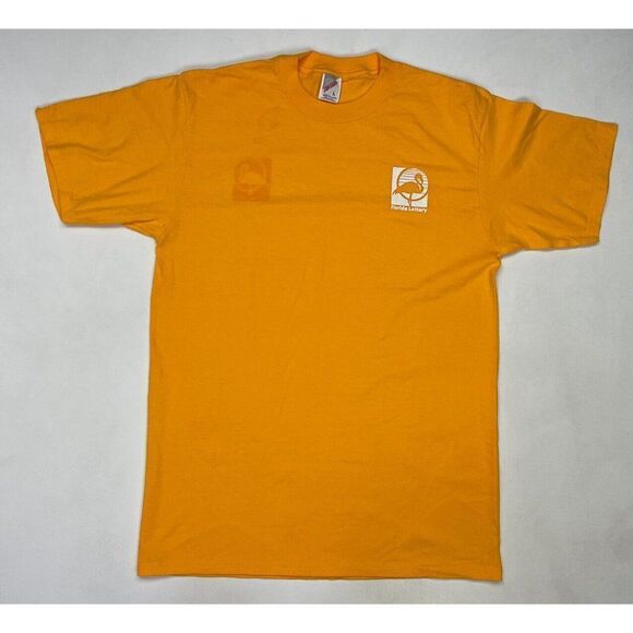 VINTAGE Florida Lottery Graphic T-shirt Men Large Yellow Short Sleeve USA 90s - Picture 1 of 9